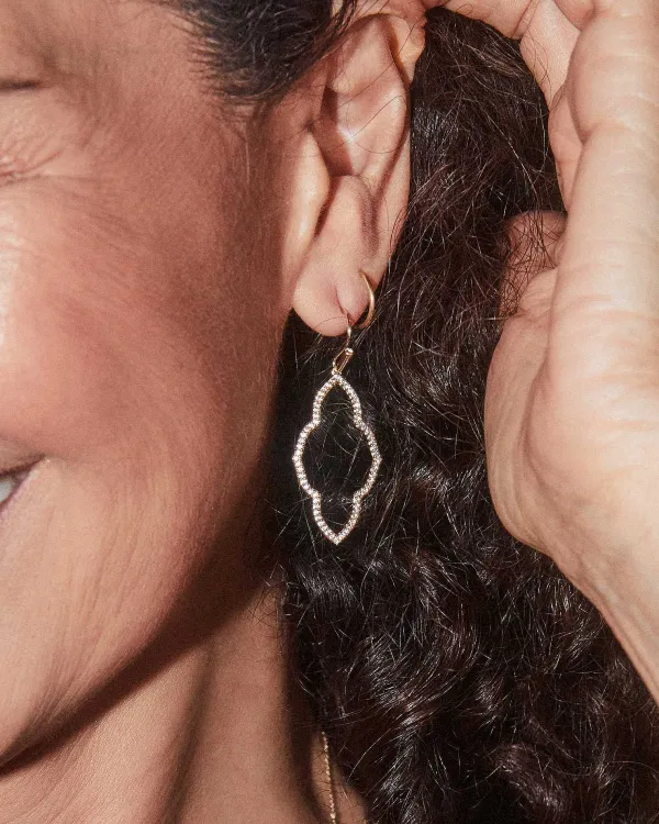 Abbie Gold Small Open Frame Earrings In White Crystal^Kendra Scott Best