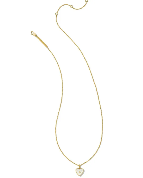 Adalynn 18K Gold Vermeil Heart Pendant Necklace In Ivory Mother-Of-Pearl^Kendra Scott Shop