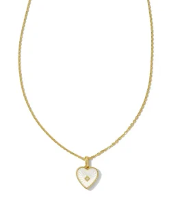 Adalynn 18K Gold Vermeil Heart Pendant Necklace In Ivory Mother-Of-Pearl^Kendra Scott Shop