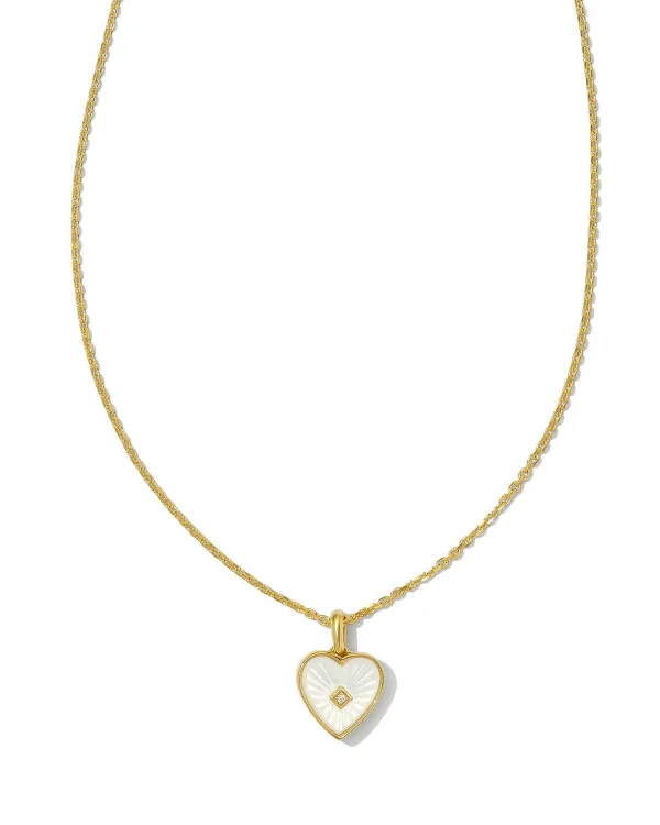 Adalynn 18K Gold Vermeil Heart Pendant Necklace In Ivory Mother-Of-Pearl^Kendra Scott Shop