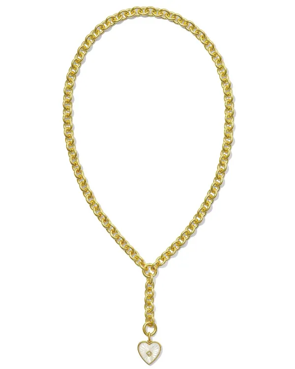 Adalynn 18K Gold Vermeil Heart Y Necklace In Ivory Mother-Of-Pearl^Kendra Scott Store