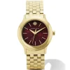 Alex Gold Tone Stainless Steel 35Mm Watch In Burgundy Quartz^Kendra Scott New