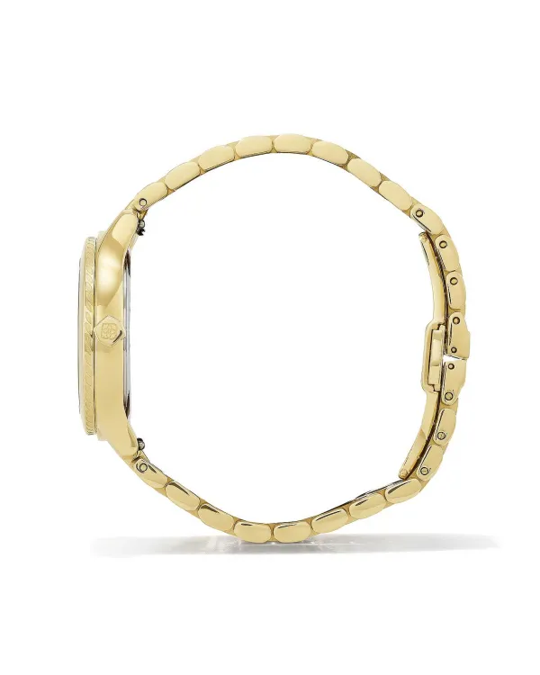 Alex Gold Tone Stainless Steel 35Mm Watch In Burgundy Quartz^Kendra Scott New