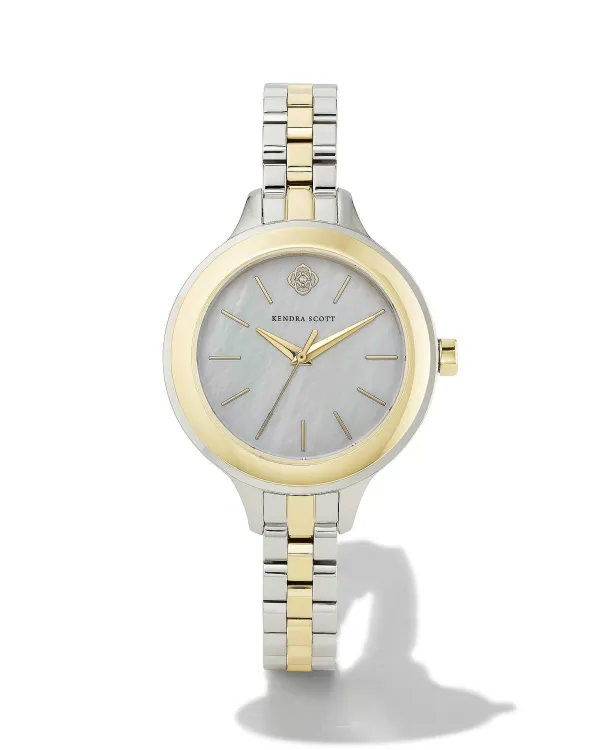 Alex Two Tone Stainless Steel 35Mm Narrow Watch In Ivory Mother-Of-Pearl^Kendra Scott Shop