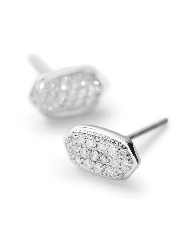 Amelee Earrings In Pave Diamond And 14K White Gold^Kendra Scott Hot