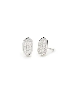 Amelee Earrings In Pave Diamond And 14K White Gold^Kendra Scott Hot