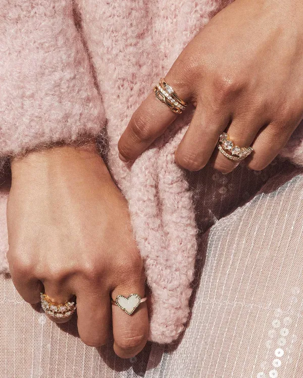 Ari Heart Gold Band Ring In Iridescent Drusy^Kendra Scott Hot