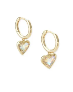 Ari Heart Gold Huggie Earrings In Dichroic Glass^Kendra Scott Best