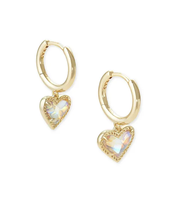 Ari Heart Gold Huggie Earrings In Dichroic Glass^Kendra Scott Best