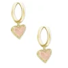 Ari Heart Gold Huggie Earrings In Rose Quartz^Kendra Scott Hot