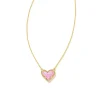 Ari Heart Gold Pendant Necklace In Bubblegum Pink Kyocera Opal^Kendra Scott Cheap