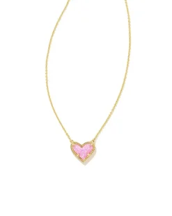 Ari Heart Gold Pendant Necklace In Bubblegum Pink Kyocera Opal^Kendra Scott Cheap
