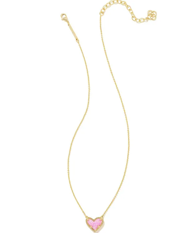 Ari Heart Gold Pendant Necklace In Bubblegum Pink Kyocera Opal^Kendra Scott Cheap