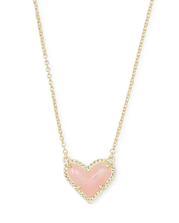 Ari Heart Gold Pendant Necklace In Rose Quartz^Kendra Scott Discount