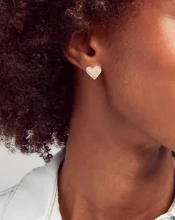 Ari Heart Gold Stud Earrings In Rose Quartz^Kendra Scott Store