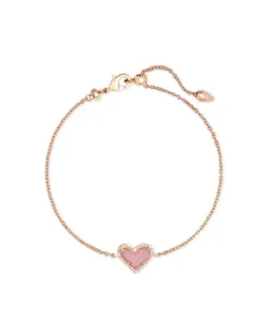 Ari Heart Rose Gold Chain Bracelet In Light Pink Drusy^Kendra Scott Fashion