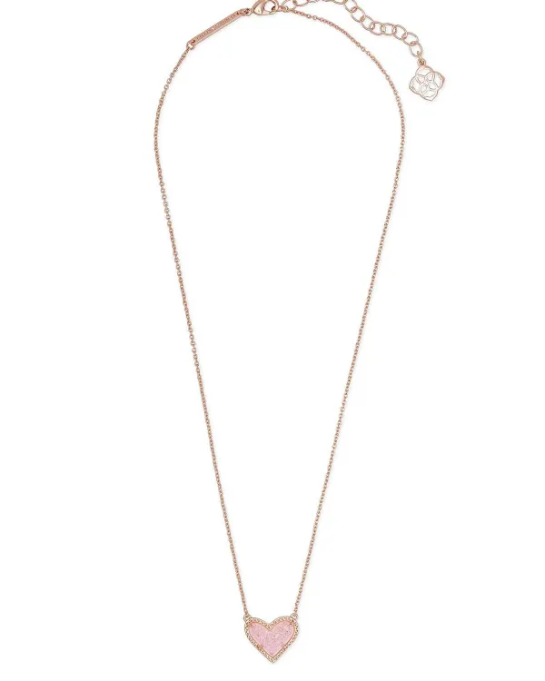 Ari Heart Rose Gold Pendant Necklace In Light Pink Drusy^Kendra Scott Cheap