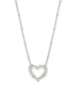 Ari Heart Silver Pendant Necklace In White Crystal^Kendra Scott Discount