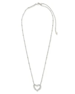 Ari Heart Silver Pendant Necklace In White Crystal^Kendra Scott Discount