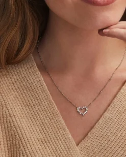 Ari Heart Silver Pendant Necklace In White Crystal^Kendra Scott Discount