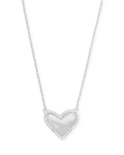 Ari Heart Silver Pendant Necklace In Ivory Mother-Of-Pearl^Kendra Scott Best