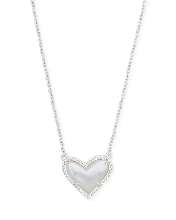 Ari Heart Silver Pendant Necklace In Ivory Mother-Of-Pearl^Kendra Scott Best