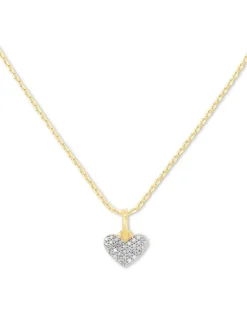 Ari Pave Heart 18K Yellow Gold Vermeil Charm Necklace In White Diamond^Kendra Scott Clearance