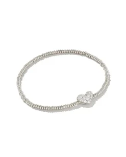 Ari Silver Pave Heart Stretch Bracelet In White Crystal^Kendra Scott Discount