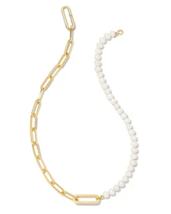 Ashton Gold Half Chain Necklace In White Pearl^Kendra Scott Outlet