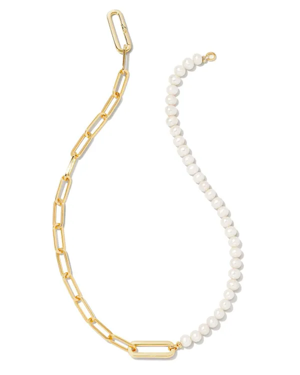 Ashton Gold Half Chain Necklace In White Pearl^Kendra Scott Outlet