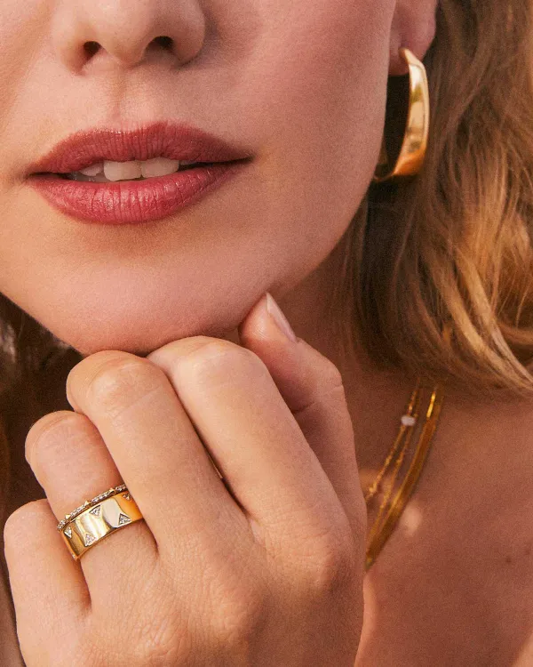 Astrid 14K Yellow Gold Ring In White Diamond^Kendra Scott New