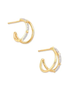 Astrid 14K Yellow Gold Split Hoop Earrings In White Diamond^Kendra Scott Sale