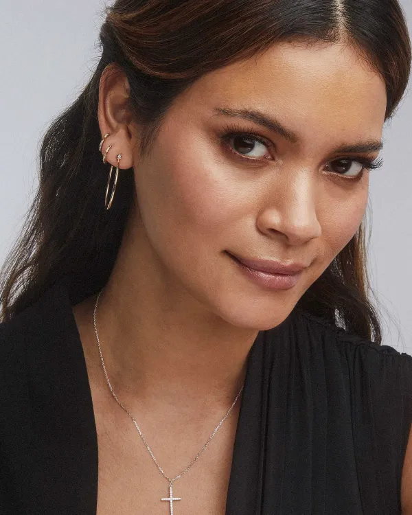 Audrey 14K Yellow Gold Hoop Earrings In White Diamond^Kendra Scott New