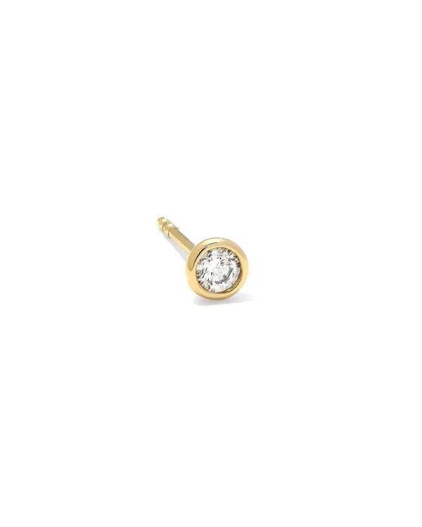 Audrey 14K Yellow Gold Medium Single Stud Earring In White Diamond^Kendra Scott Sale
