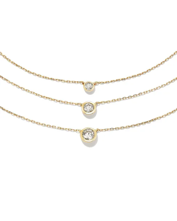 Audrey 14K Yellow Gold Pendant Necklace In White Diamond, .15Ct^Kendra Scott Outlet
