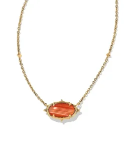 Baroque Elisa Vintage Gold Pendant Necklace In Orange Banded Agate^Kendra Scott Best