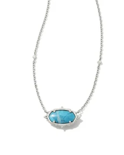 Baroque Elisa Vintage Silver Pendant Necklace In Variegated Dark Teal Magnesite^Kendra Scott Cheap