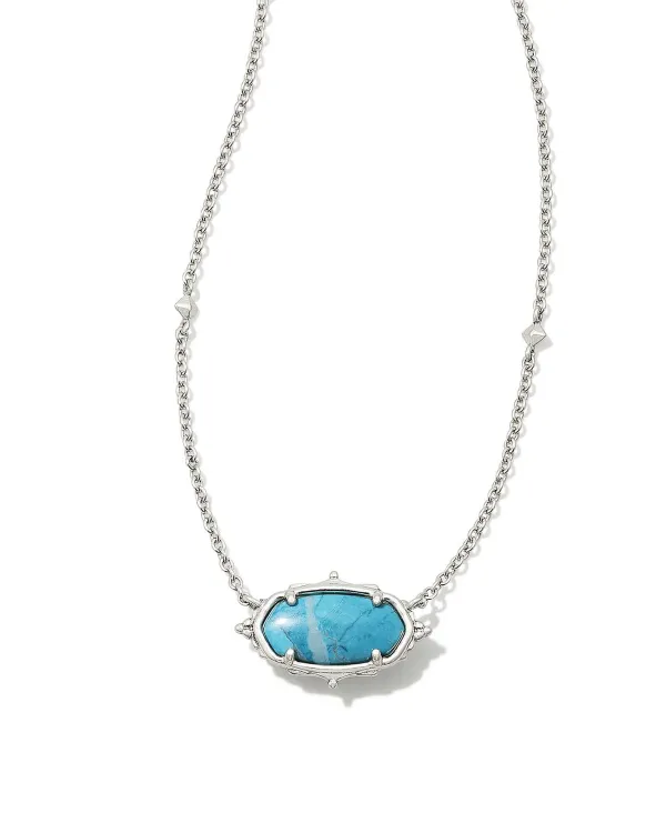 Baroque Elisa Vintage Silver Pendant Necklace In Variegated Dark Teal Magnesite^Kendra Scott Cheap