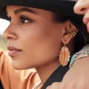 Baroque Ella Vintage Gold Drop Earrings In Orange Banded Agate^Kendra Scott Discount