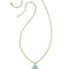 Baroque Ella Vintage Gold Long Pendant Necklace In Variegated Dark Teal Magnesite^Kendra Scott New