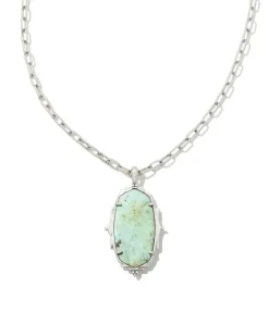 Baroque Vintage Silver Ella Long Pendant Necklace In Sea Green Chrysocolla^Kendra Scott Best