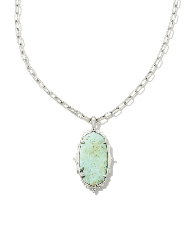 Baroque Vintage Silver Ella Long Pendant Necklace In Sea Green Chrysocolla^Kendra Scott Best