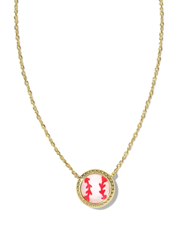 Baseball Gold Short Pendant Necklace In Ivory Mother-Of-Pearl^Kendra Scott Hot