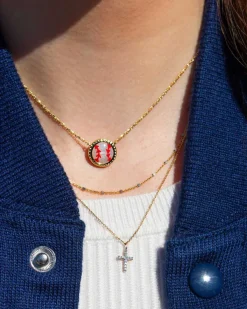 Baseball Gold Short Pendant Necklace In Ivory Mother-Of-Pearl^Kendra Scott Hot