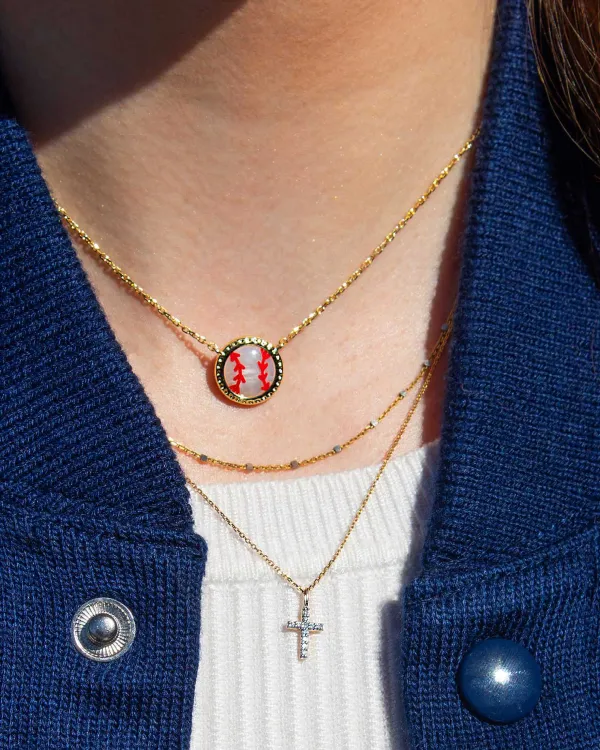 Baseball Gold Short Pendant Necklace In Ivory Mother-Of-Pearl^Kendra Scott Hot