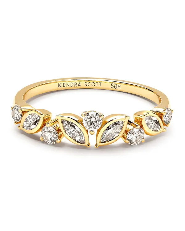 Becca 14K Yellow Gold Band Ring In White Diamond^Kendra Scott Hot