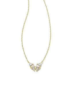 Blair Gold Butterfly Small Short Pendant Necklace In White Crystal^Kendra Scott Shop