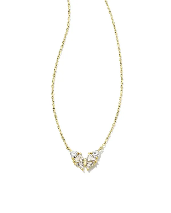 Blair Gold Butterfly Small Short Pendant Necklace In White Crystal^Kendra Scott Shop