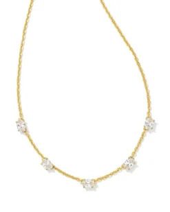 Cailin Gold Crystal Strand Necklace In White Crystal^Kendra Scott New