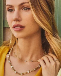 Cailin Gold Crystal Strand Necklace In White Crystal^Kendra Scott New